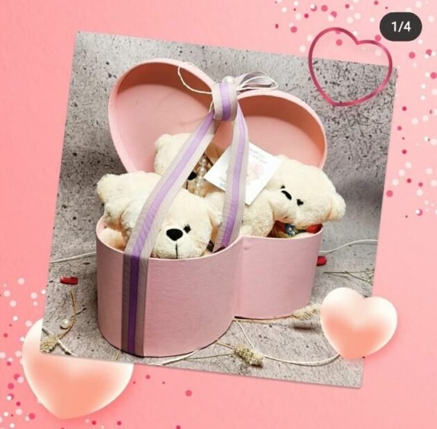 Teddy Filled Heart Shape Box