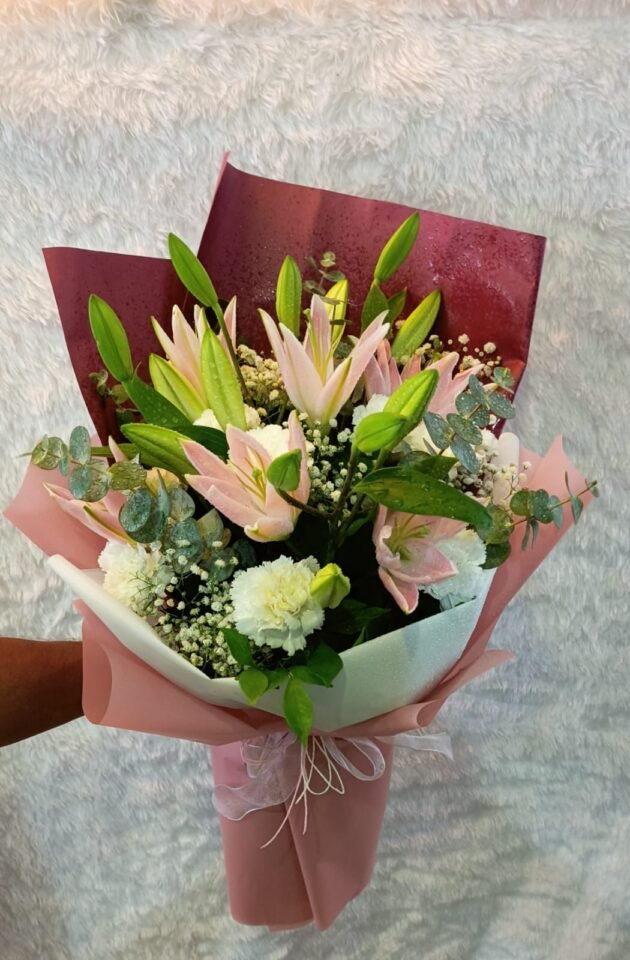 Blushing Lily and Carnations