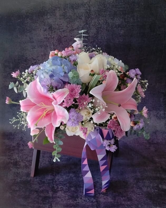 Pink with indigo charm