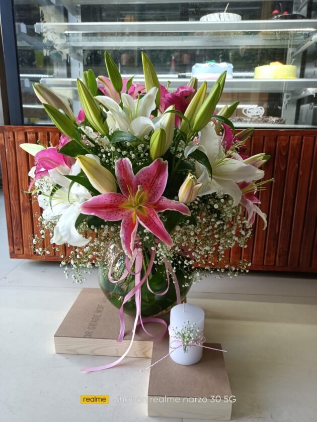 Eternal Mix of Lilies in Fish Bowl