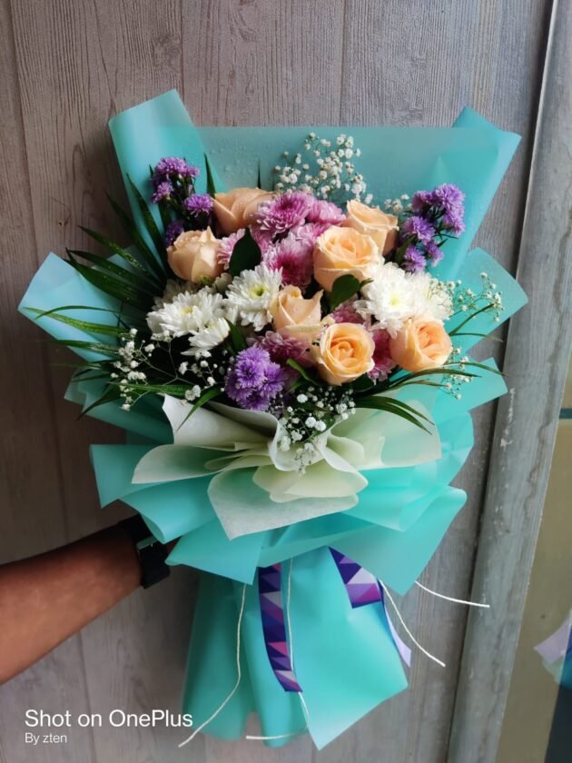 Peach Purple Handtied Bunch
