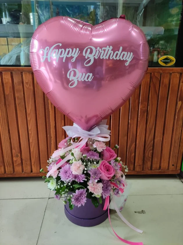 Balloon with floral with personalised message