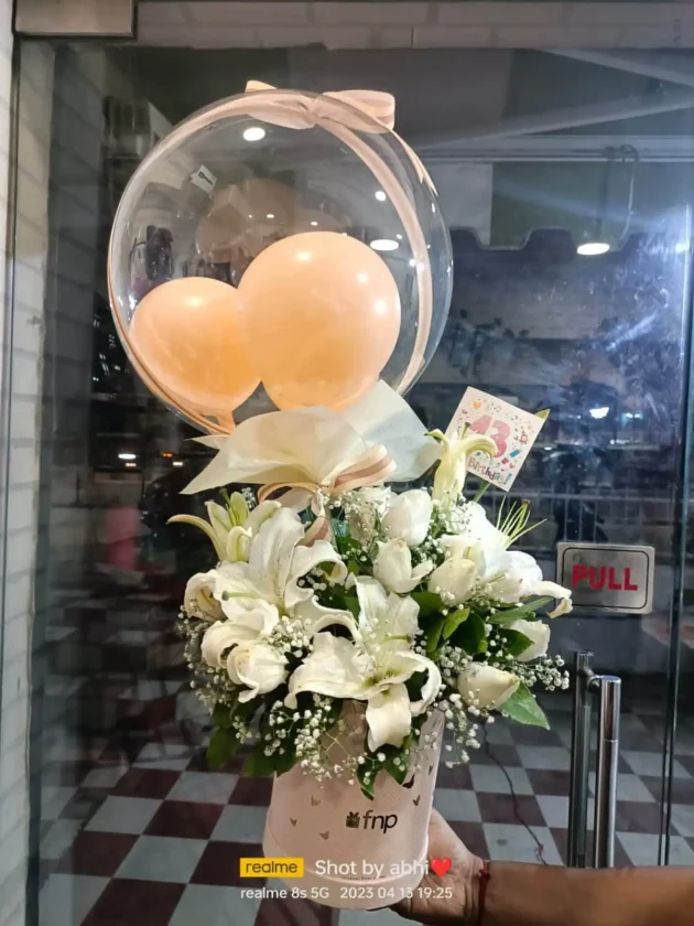 Peach and white arrangement