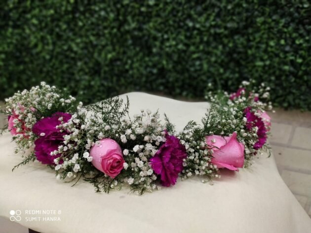 Purple pink fresh flowers tiara