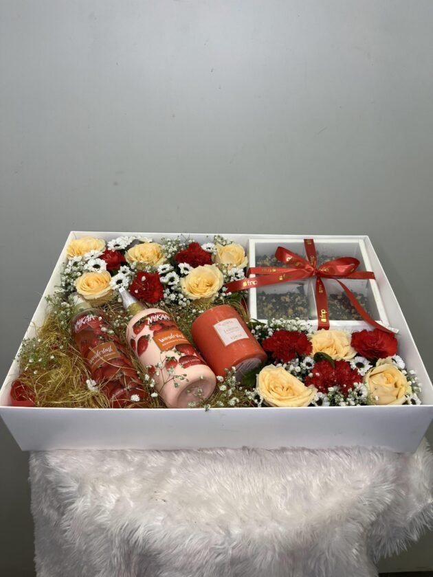 brownie box with skincare from nykaa hamper