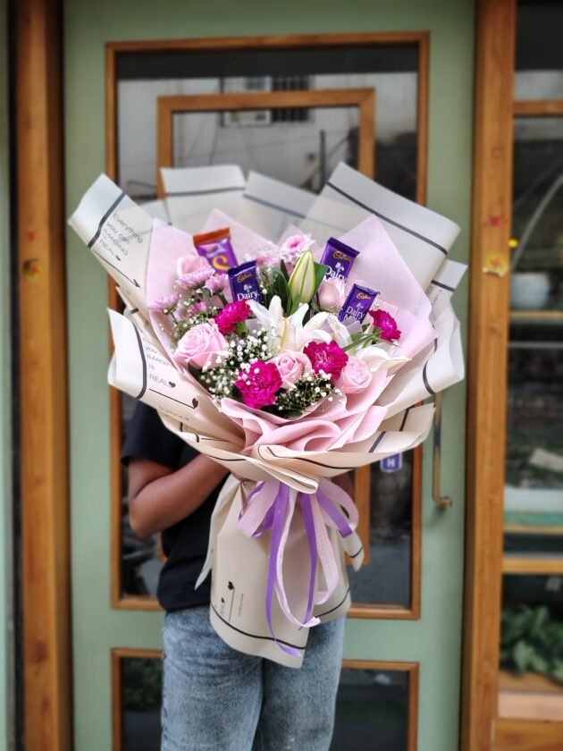 flowers with chocolate bouquet