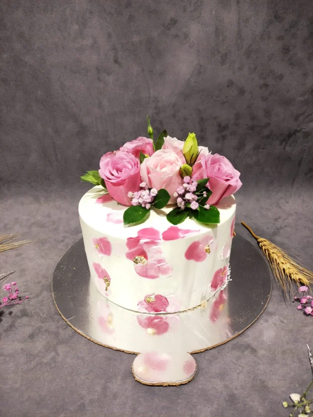 Floral at the top cake