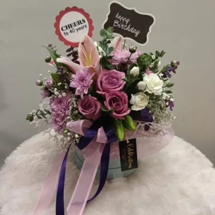 Lilac blue box arrangement