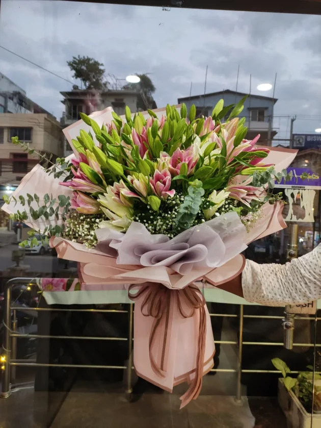 fresh cut lilies to your hand