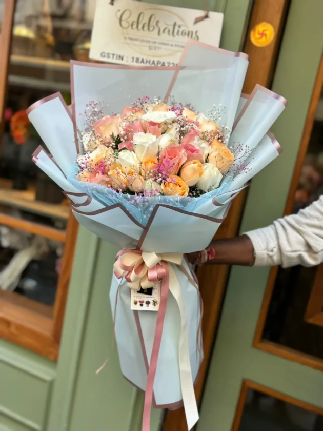 batch_mix roses in blue frosted wrap handy
