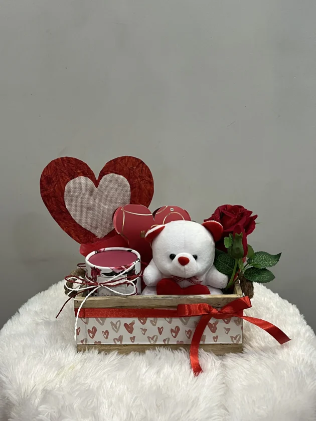 I Heart You Teddy Hamper