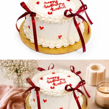 Red Ribbon Rosette Cake