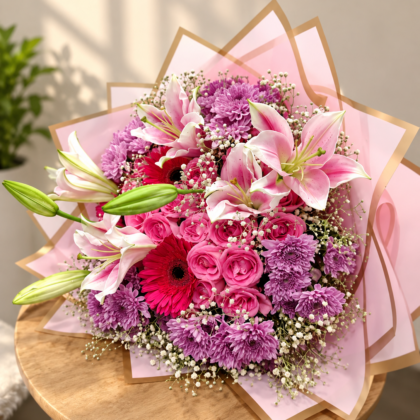 Pink & Purple Lily Romance Bouquet