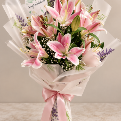 Blush Pink Lily & Rose Bouquet