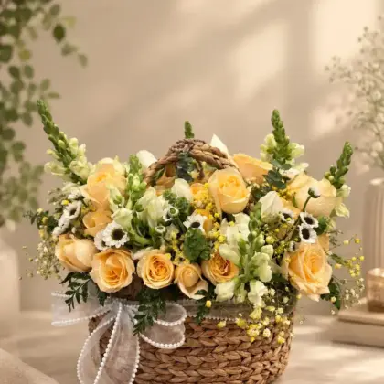 Peach & Ivory Garden Basket
