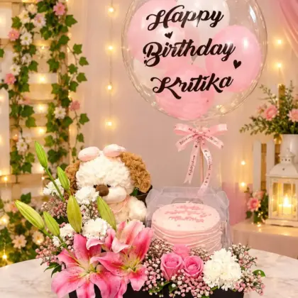 Birthday Bloom & Teddy Hamper