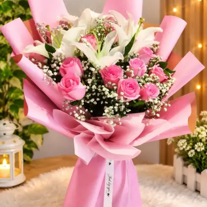 Soft Pink Romance Floral Bunch