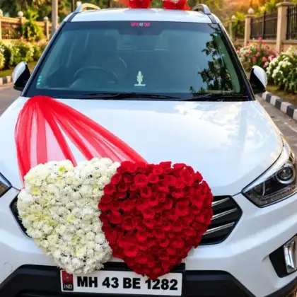 Twin Hearts Wedding Car Decor