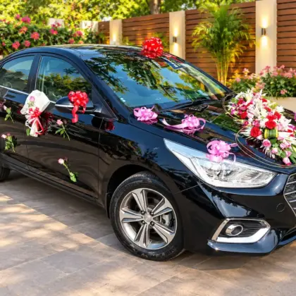 Blush Romance Wedding Car Decor