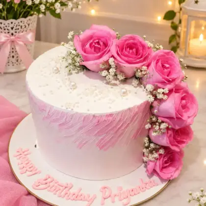 Rose Cascade Birthday Cake