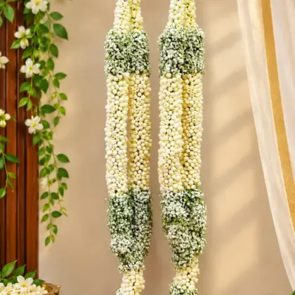 Classic White Floral Wedding Varmaala