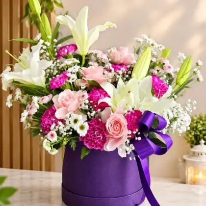 Royal Violet Romance Floral Hatbox